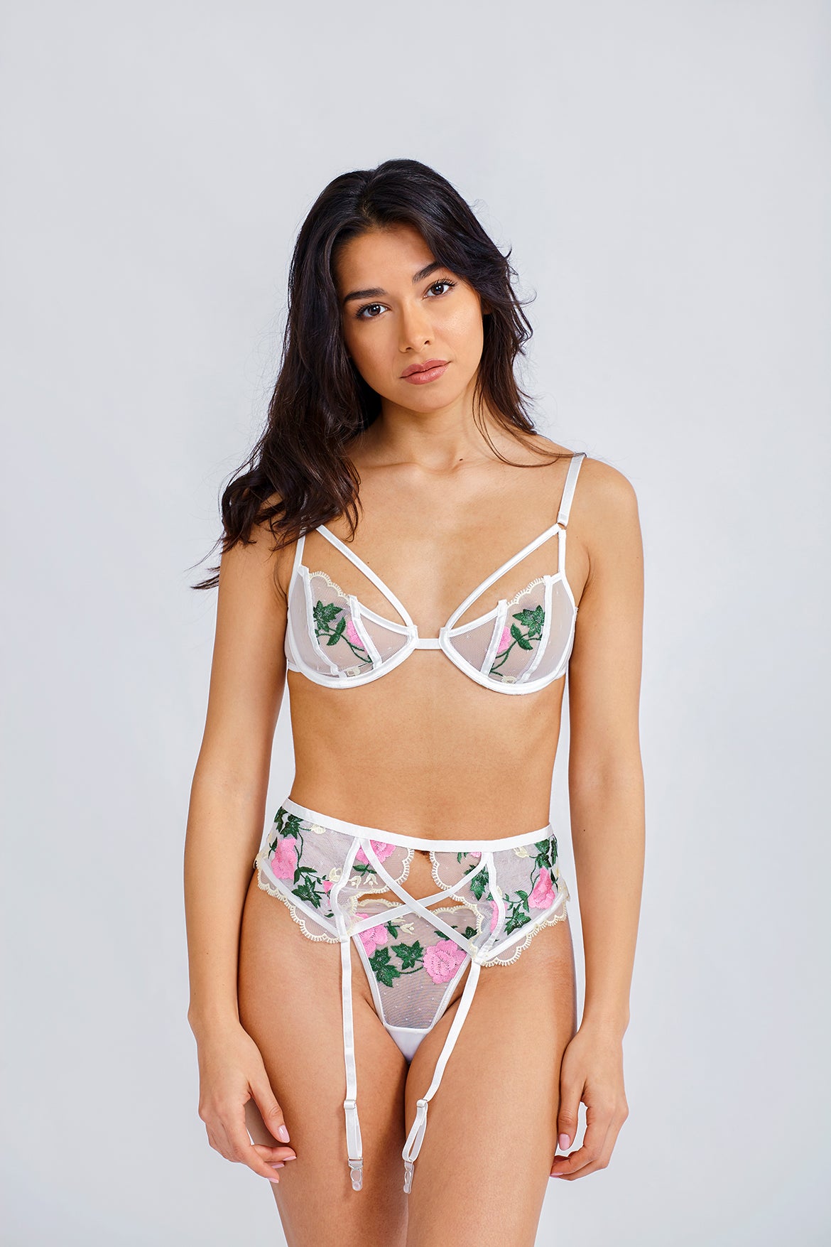 Acanto - Set con Ricami Floreali Bianco