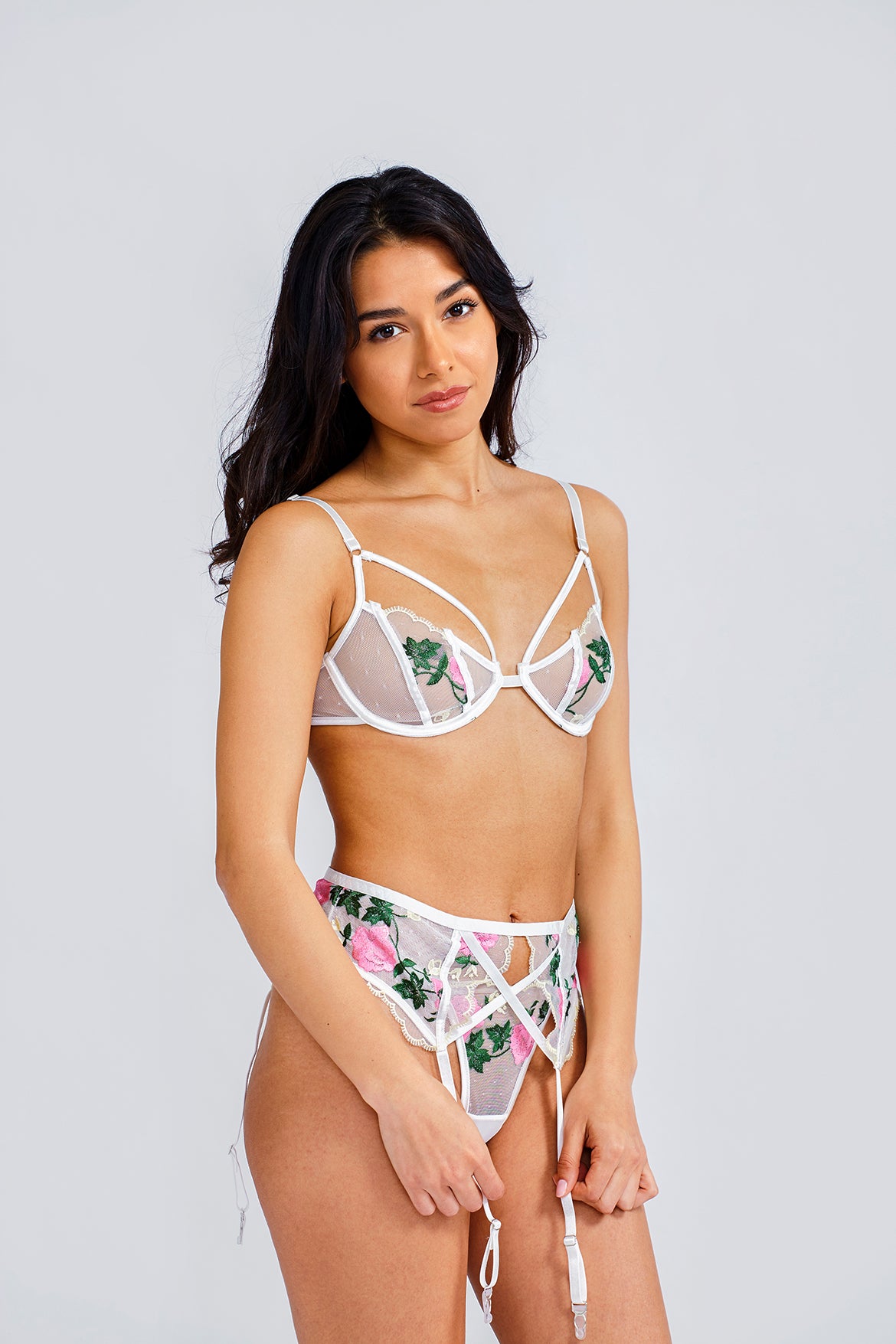 Acanto - Set con Ricami Floreali Bianco